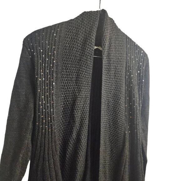 Soft Surroundings Gray Shimmer Cinched Back Flowy Holiday Cardigan Size Petite X - Picture 5 of 10